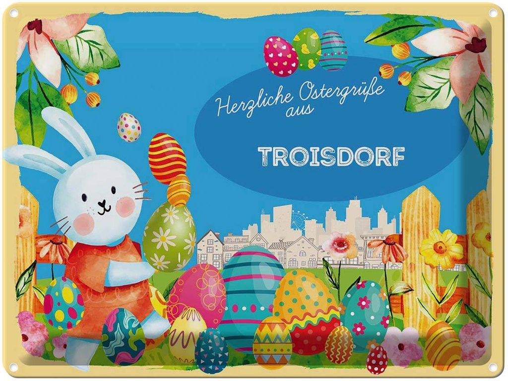 [LA-1788514] Blechschild 30x40 cm Ostern Ostergrüße TROISDORF Gruß