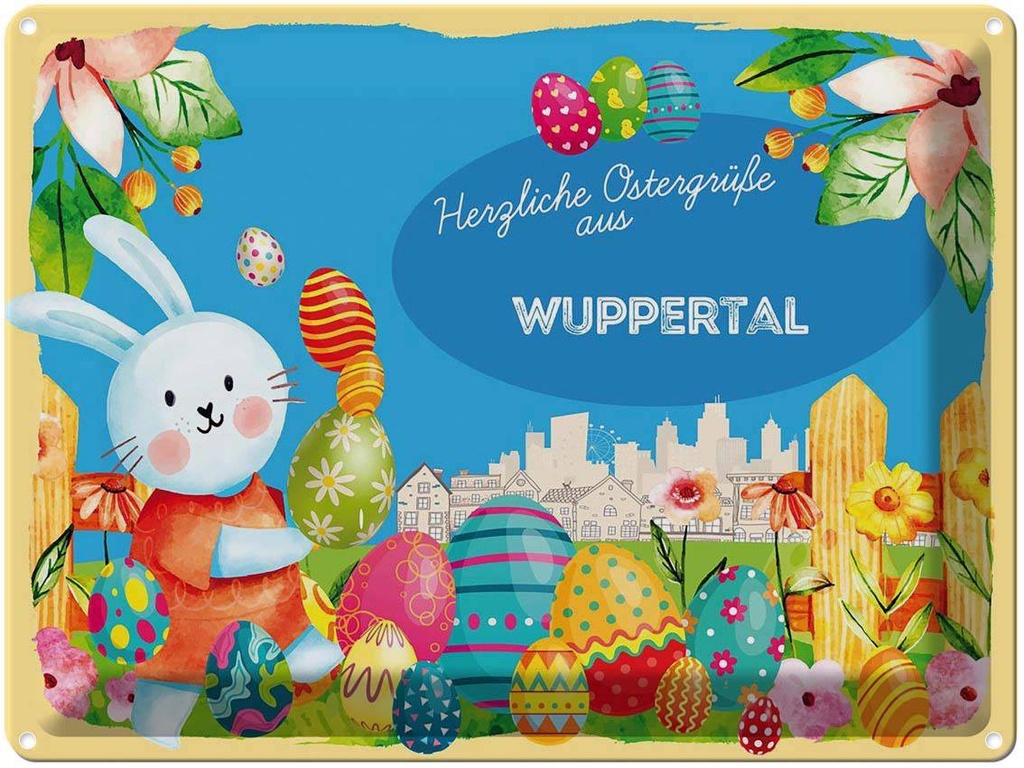 [LA-1788517] Blechschild 30x40 cm Ostern Ostergrüße WUPPERTAL Gruß