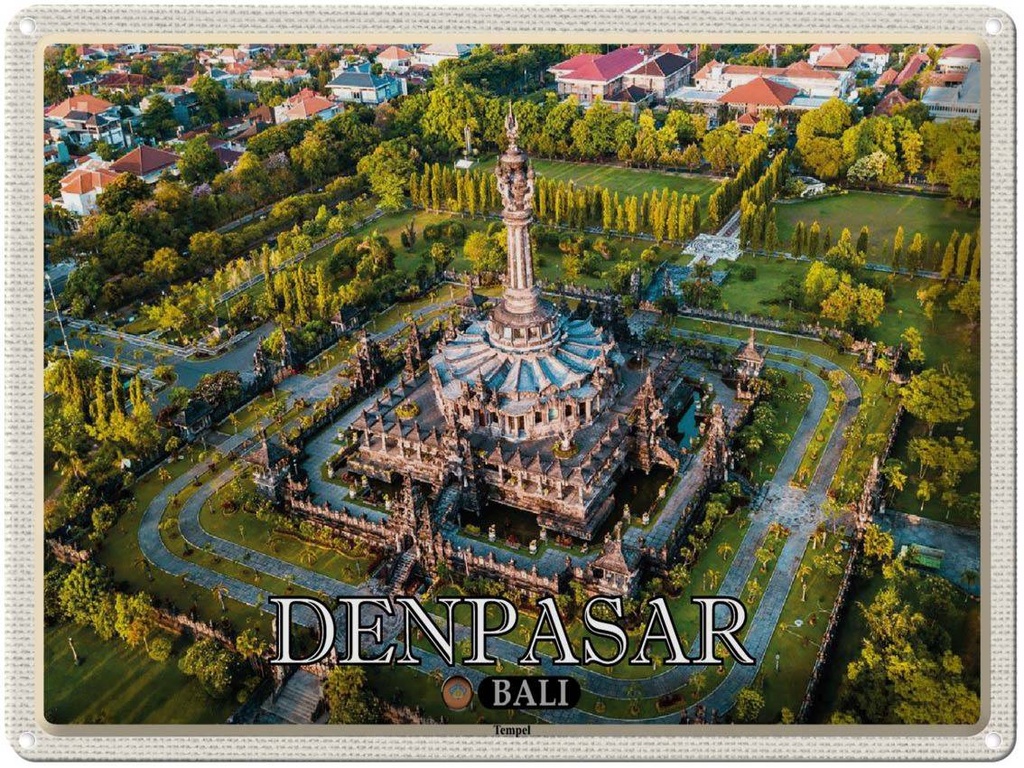 [LA-1788524] Blechschild 30x40 cm DENPASAR Bali Tempel Architektur Bildmotiv Reisemotiv Häuser