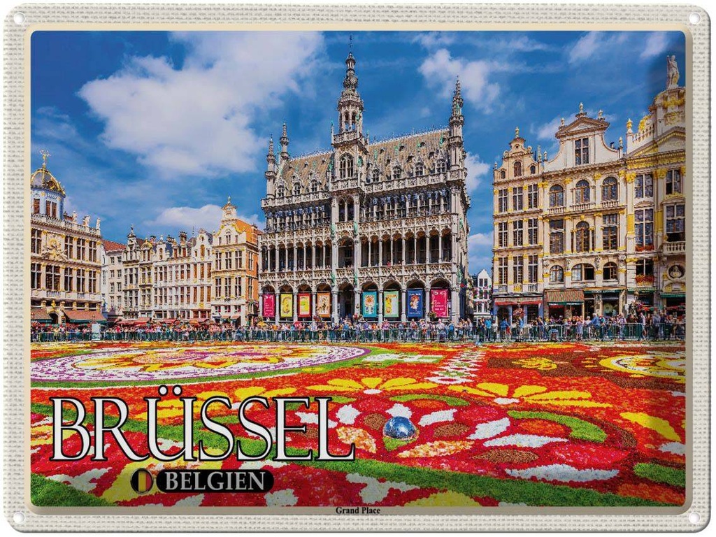 Blechschild 30x40 cm Brüssel Belgien Grand Place Bildmotiv Reisemotiv Abenteuer Reisen