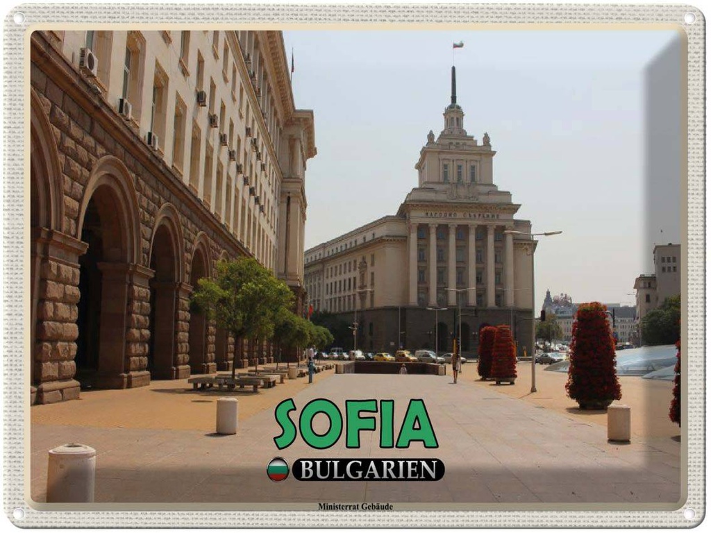 Blechschild 30x40 cm Sofia Bulgarien Ministerrat Gebäude Bildmotiv Reisemotiv Abenteuer Reisen