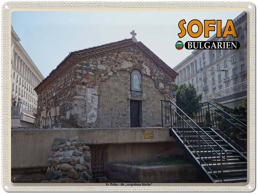 Blechschild 30x40 cm Sofia Bulgarien Sv Petka vergrabene Kirche Bildmotiv Reisemotiv Abenteuer Reisen