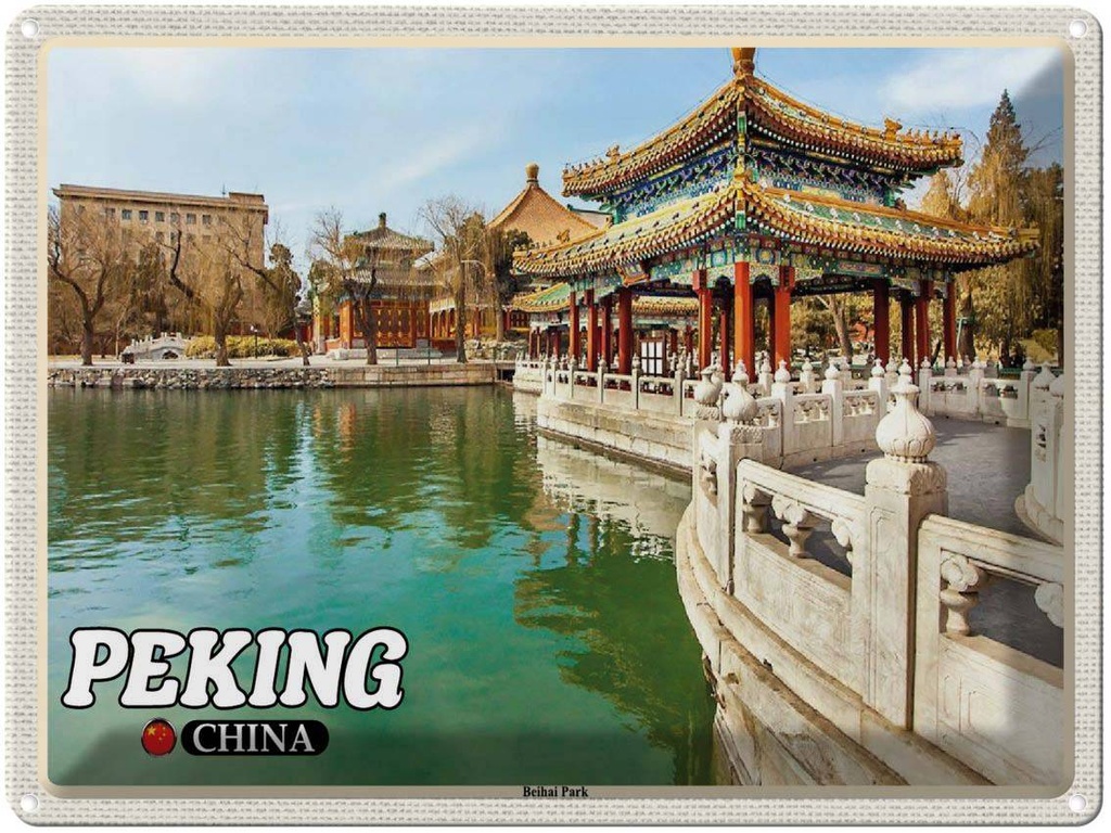 Blechschild 30x40 cm Peking China Beihai Park Wand Bildmotiv Reisemotiv Abenteuer Reisen