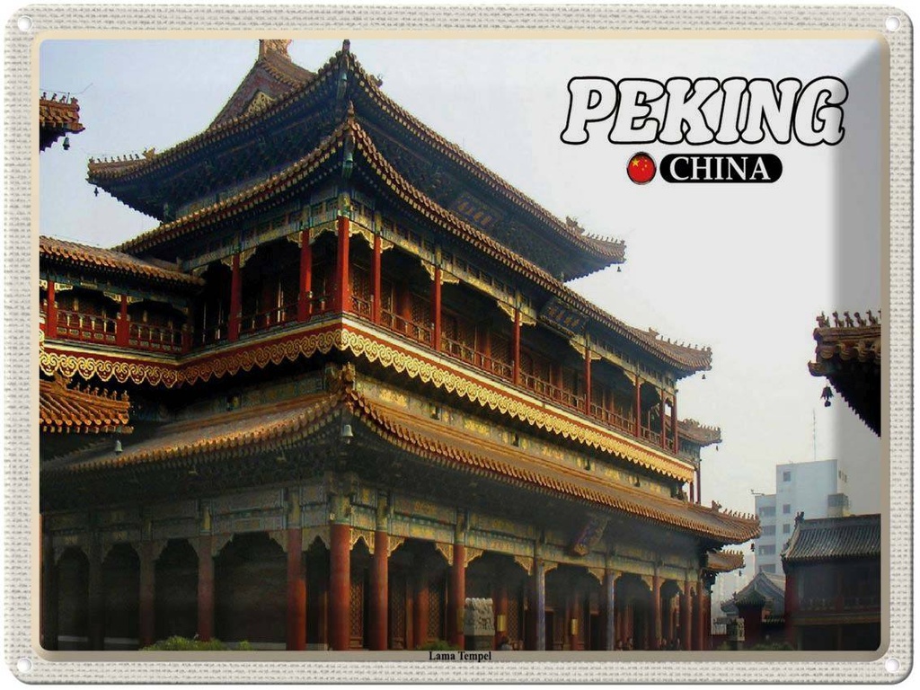 Blechschild 30x40 cm Peking China Lama Tempel Bildmotiv Reisemotiv Abenteuer Reisen