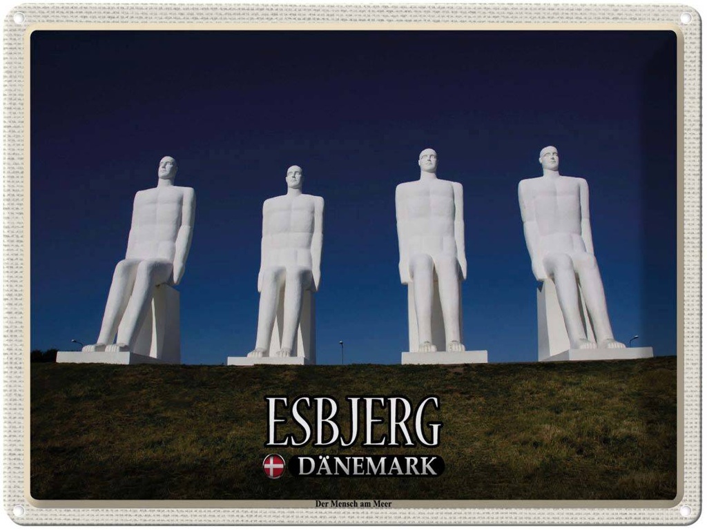 Blechschild 30x40 cm Esbjerg Dänemark Der Mensch am Meer Bildmotiv Reisemotiv Abenteuer Reisen