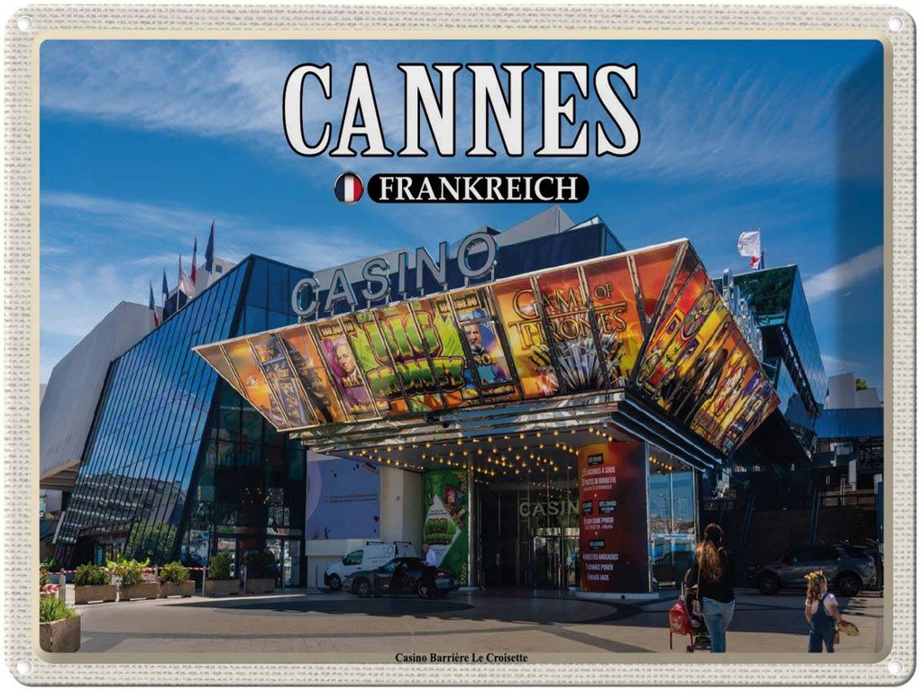 [LA-1788572] Blechschild 30x40 cm Cannes Frankreich Casino Barrière Abenteuer Reisen Urlaub