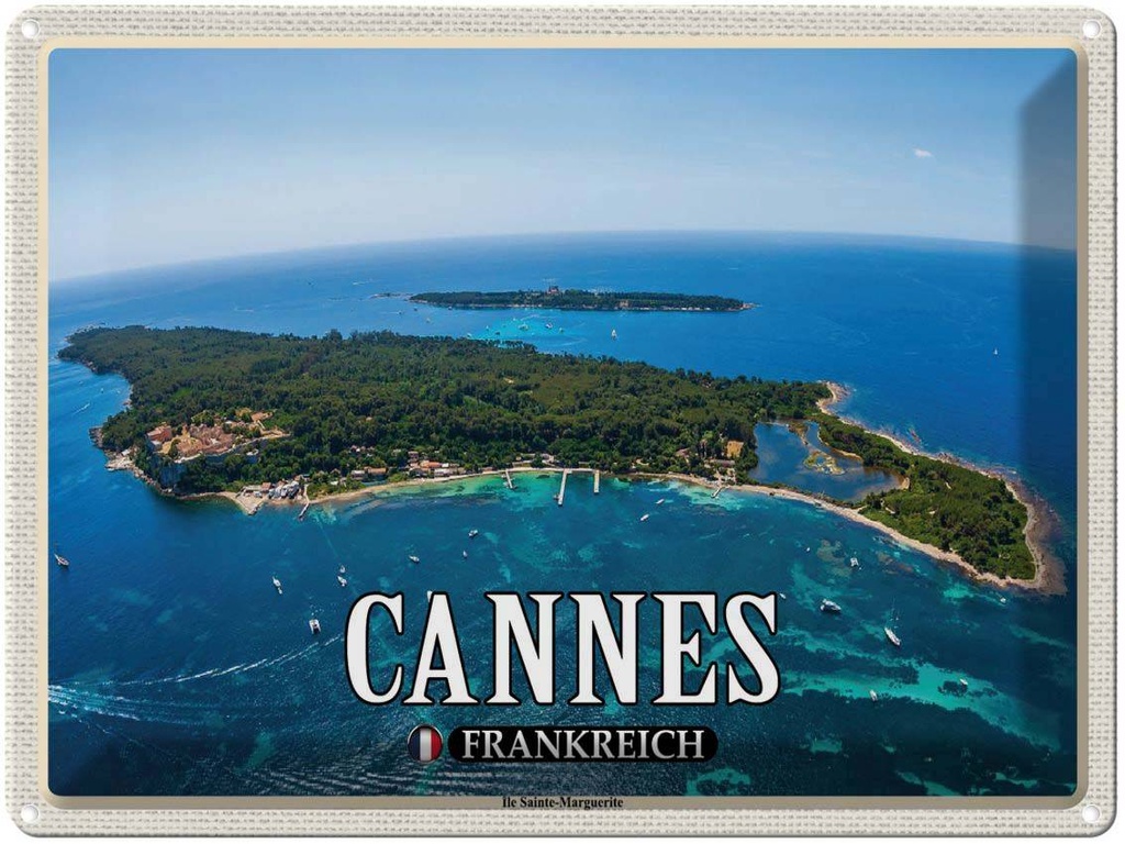 [LA-1788573] Blechschild 30x40 cm Cannes Frankreich Ile Sainte-Marguerite Abenteuer Reisen Urlaub