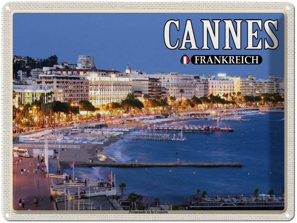 [LA-1788578] Blechschild 30x40 cm Cannes Frankreich Promenade la Croisette Abenteuer Reisen Urlaub