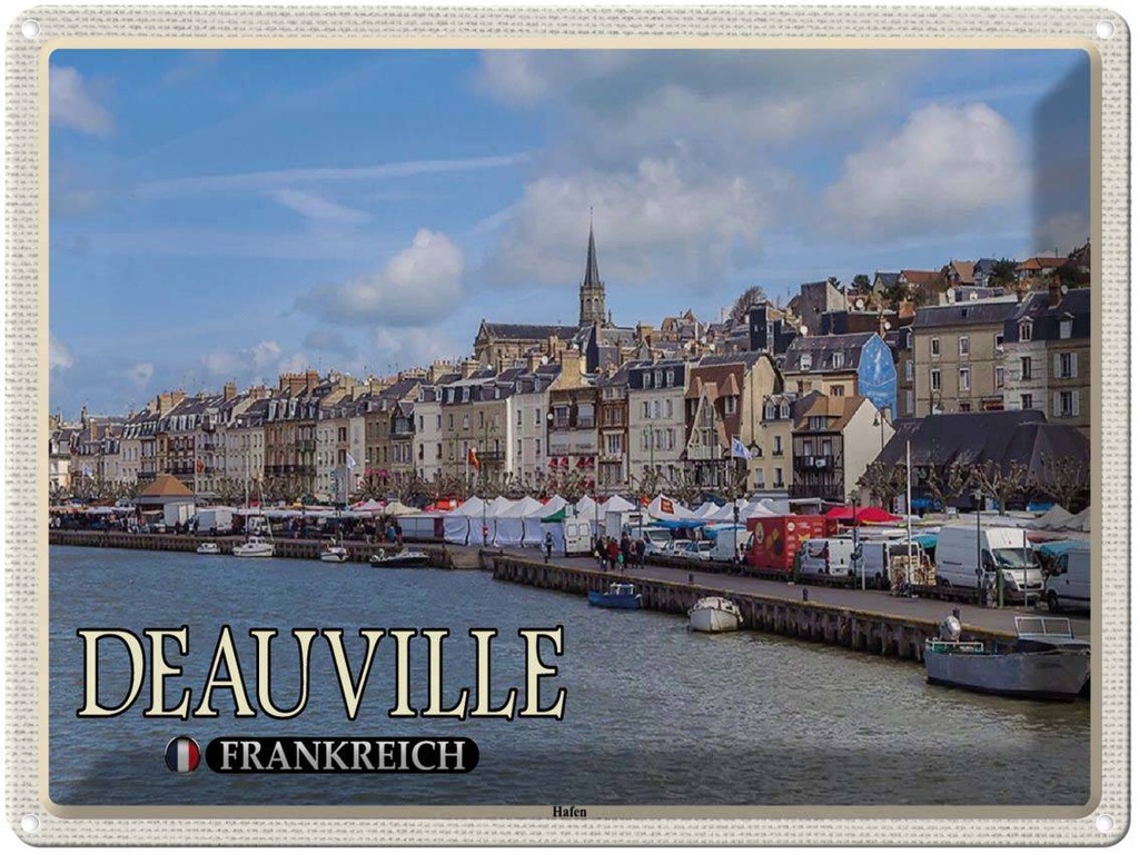 [LA-1788581] Blechschild 30x40 cm Deauville Frankreich Hafen Boote Abenteuer Reisen Urlaub