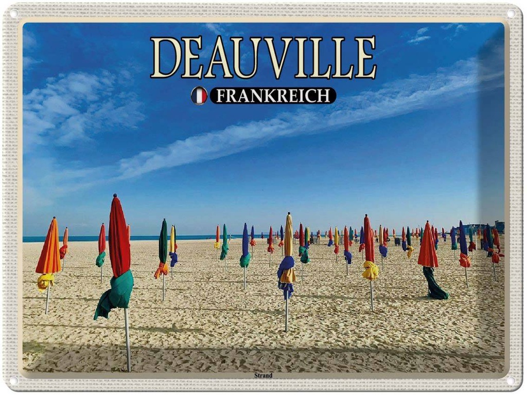 [LA-1788584] Blechschild 30x40 cm Deauville Frankreich Strand Meer Urlaub Abenteuer Reisen