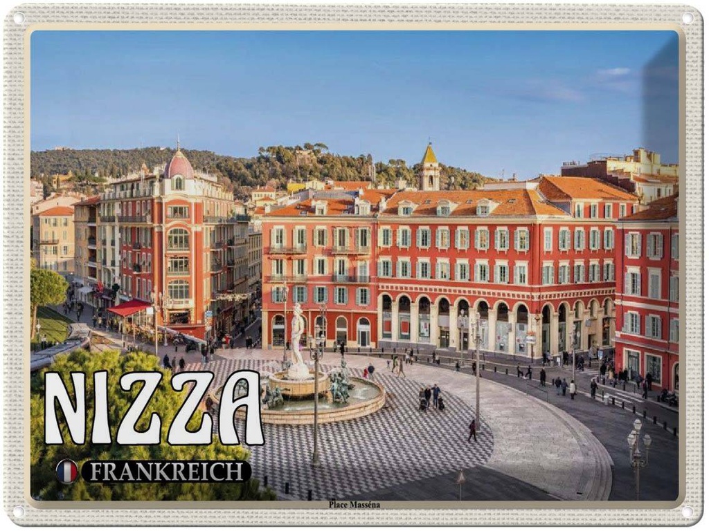 [LA-1788602] Blechschild 30x40 cm Nizza Frankreich Place Masséna Hauptplatz Abenteuer Reisen Urlaub