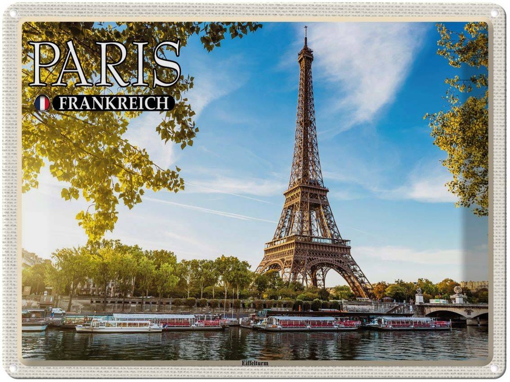 [LA-1788608] Blechschild 30x40 cm Paris Frankreich Eiffelturm Abenteuer Reisen Urlaub