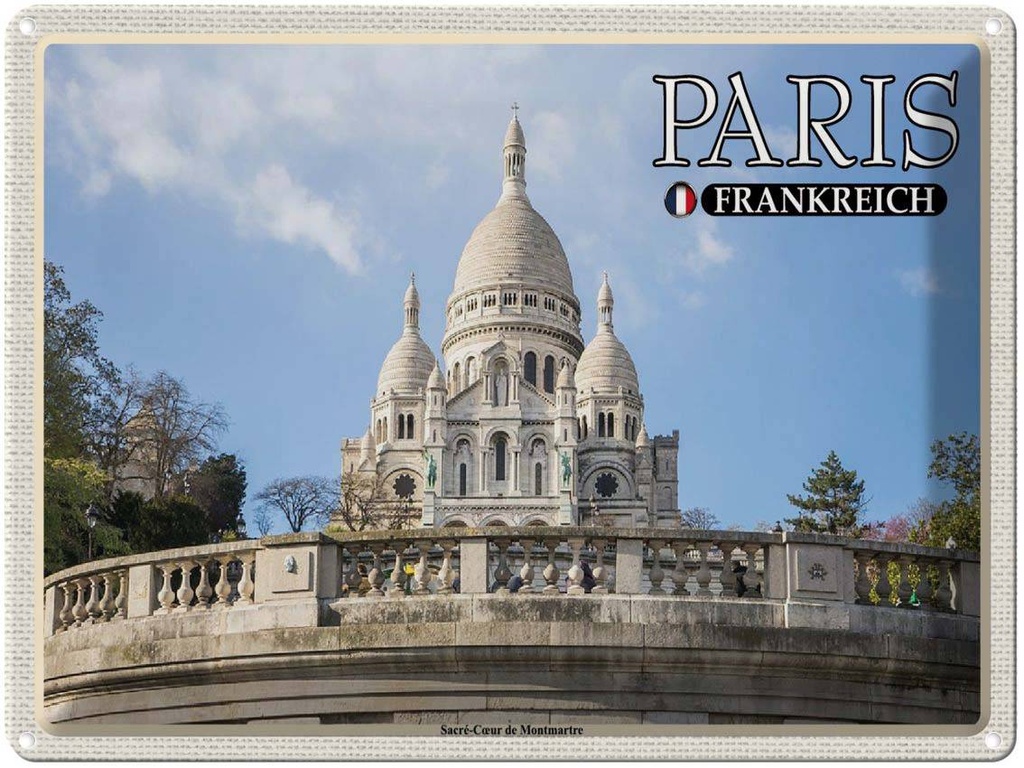 [LA-1788618] Blechschild 30x40 cm Paris Frankreich Sacré-Coeur de Montmartre Abenteuer Reisen Urlaub