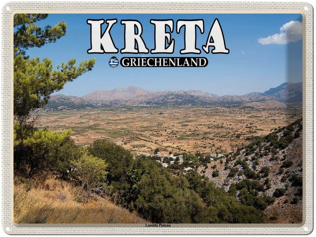 Blechschild 30x40 cm Kreta Griechenland Lassithi Plateau Bildmotiv Reisemotiv Abenteuer Reisen