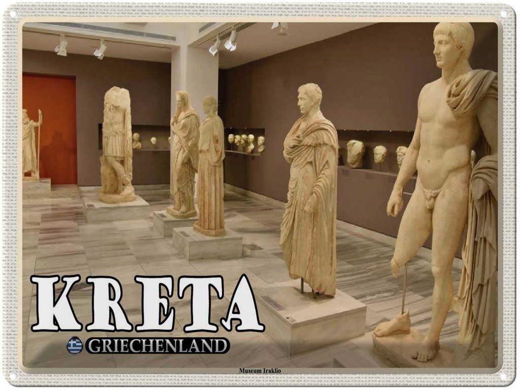 Blechschild 30x40 cm Kreta Griechenland Museum Iraklio Bildmotiv Reisemotiv Abenteuer Reisen