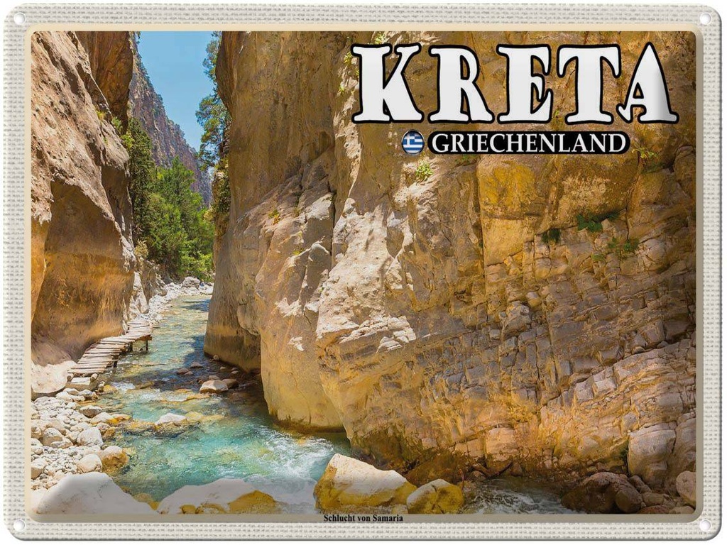 Blechschild 30x40 cm Kreta Griechenland Schlucht von Samaria Bildmotiv Reisemotiv Abenteuer Reisen