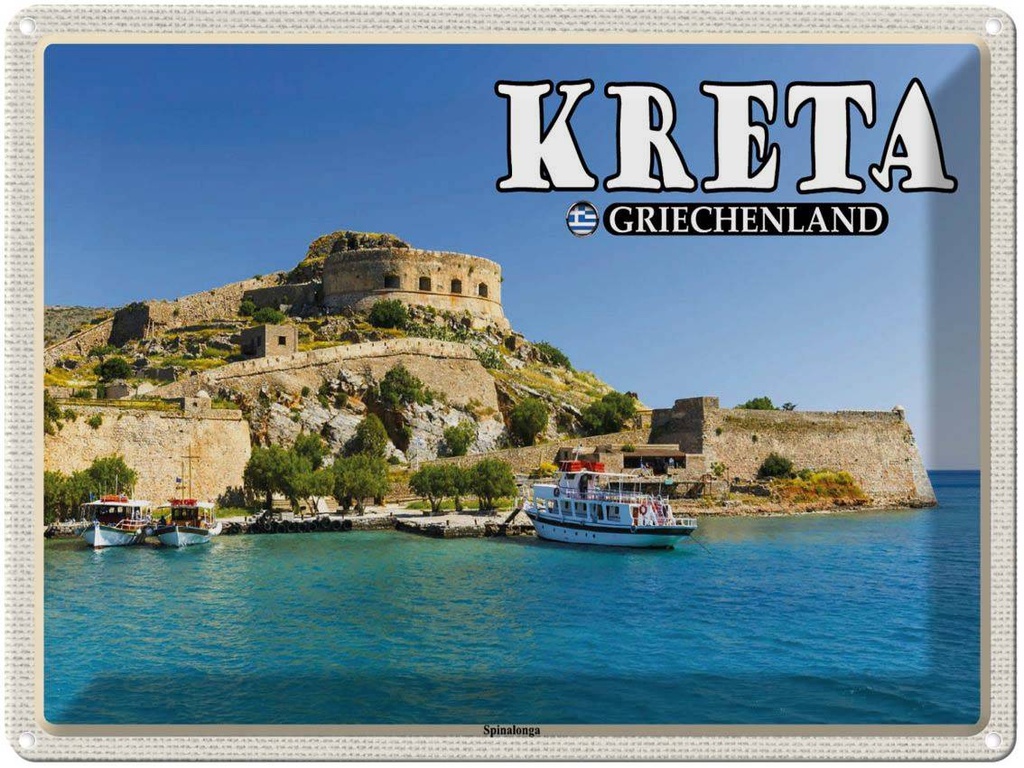 Blechschild 30x40 cm Kreta Griechenland Spinalonga Insel Bildmotiv Reisemotiv Abenteuer Reisen