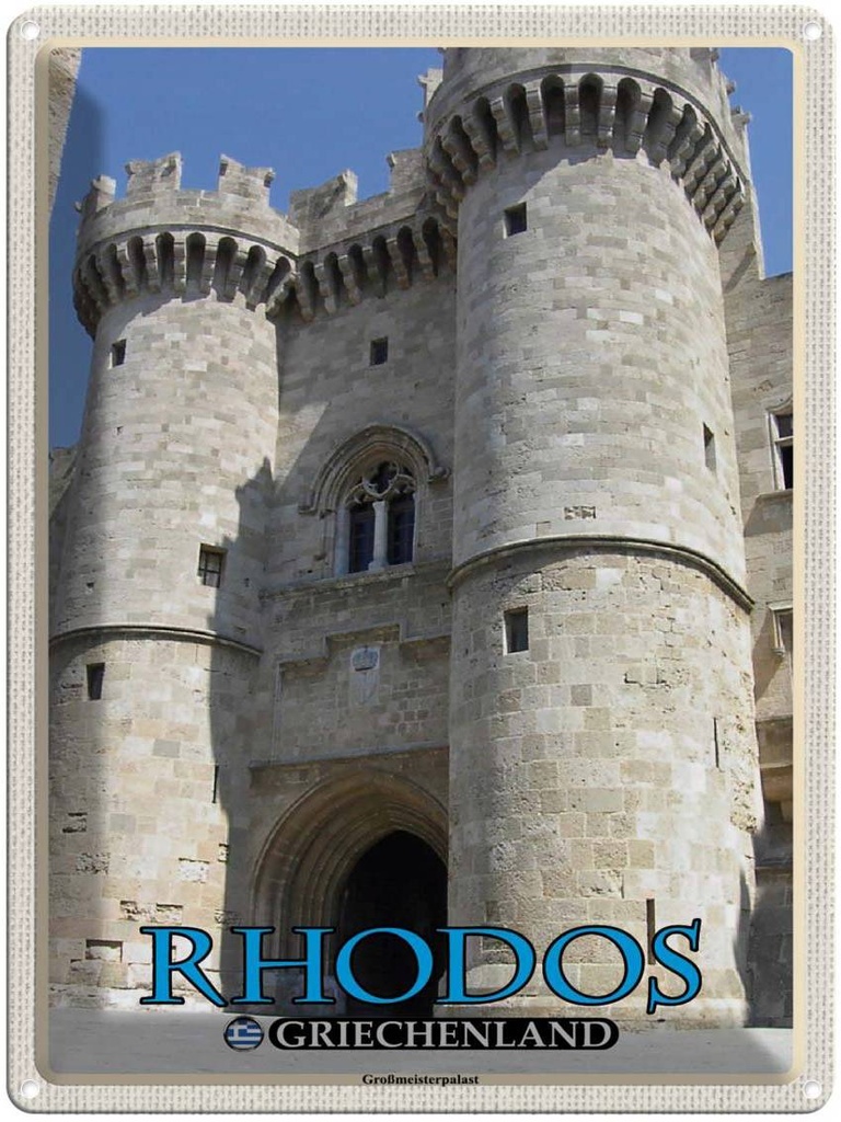 Blechschild 40x30 cm Rhodos Griechenland Großmeisterpalast Bildmotiv Reisemotiv Abenteuer Reisen