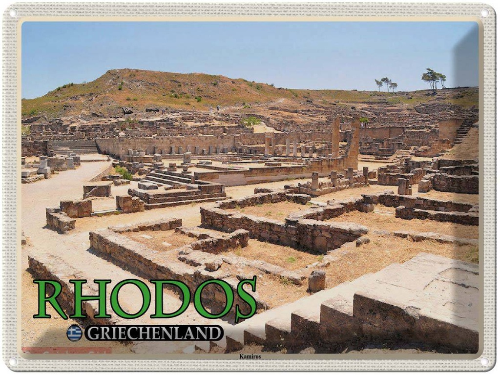 Blechschild 30x40 cm Rhodos Griechenland Kamiros Antike Stadt Bildmotiv Reisemotiv Abenteuer Reisen
