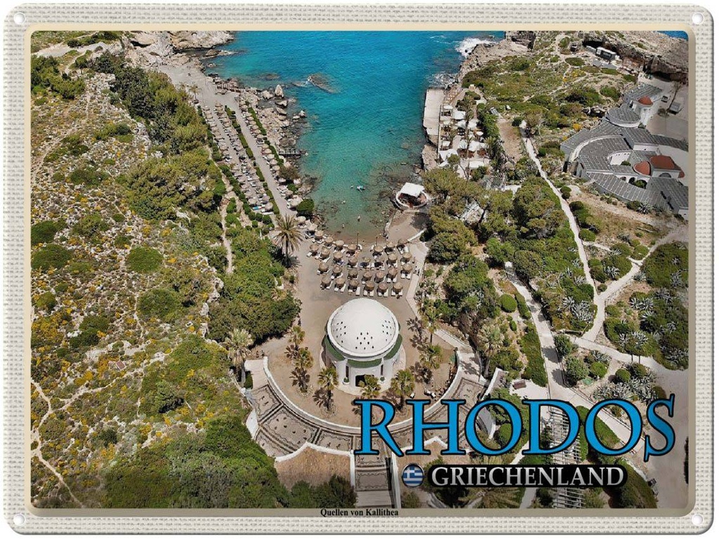 Blechschild 30x40 cm Rhodos Griechenland Quellen von Kallithea Bildmotiv Reisemotiv Abenteuer Reisen