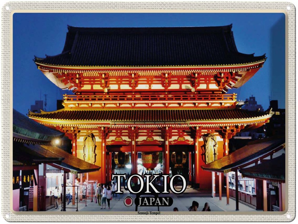 Blechschild 30x40 cm Tokio Japan Sensoji-Tempel Bildmotiv Reisemotiv Abenteuer Reisen