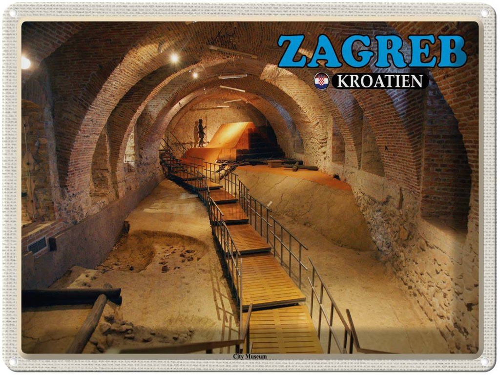 Blechschild 30x40 cm Zagreb Kroatien City Museum Bildmotiv Reisemotiv Abenteuer Reisen