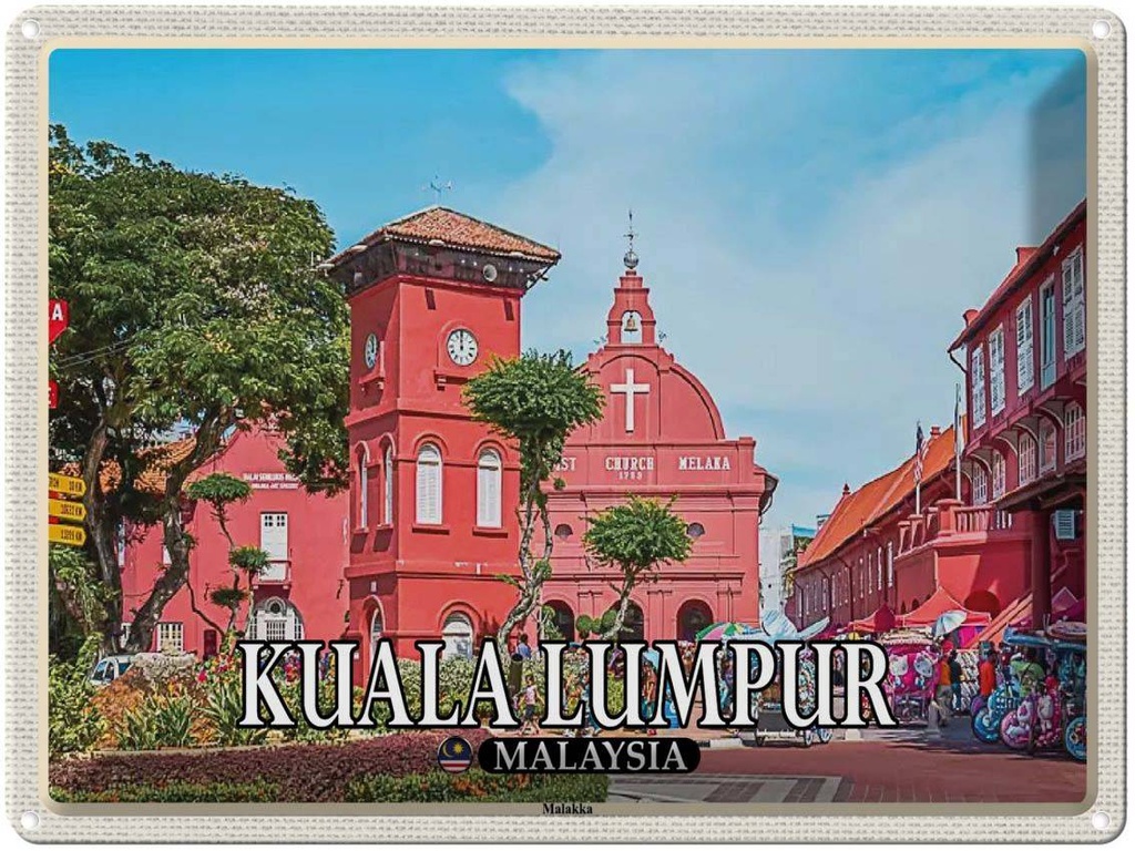 Blechschild 30x40 cm Kuala Lumpur Malaysia Malakka Stadt Kirche Bildmotiv Reisemotiv Abenteuer Reisen