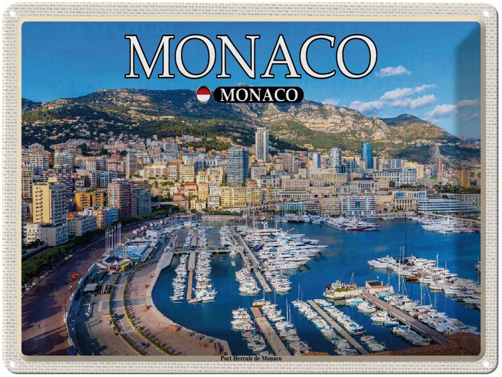 Blechschild 30x40 cm Monaco Port Hercule de Bildmotiv Reisemotiv Abenteuer Reisen