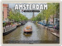 Blechschild 30x40 cm Amsterdam Niederlande Grachtenfahrt Fluss Bildmotiv Reisemotiv Abenteuer Reisen