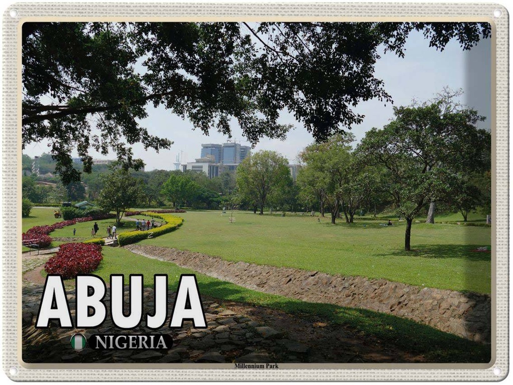Blechschild 30x40 cm Abuja Nigeria Millenium Park Bildmotiv Reisemotiv Abenteuer Reisen