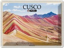 Blechschild 30x40 cm Cusco Peru Regenbogenberge Bildmotiv Reisemotiv Abenteuer Reisen