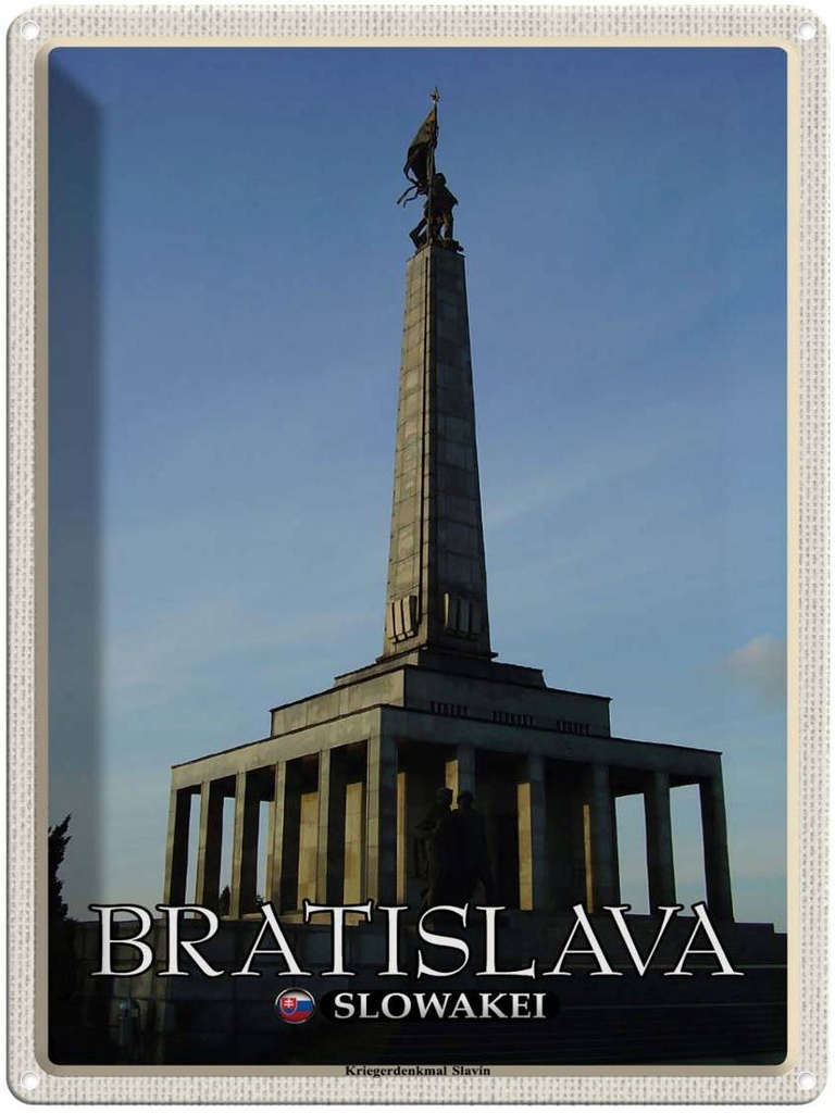 Blechschild 40x30 cm Bratislava Slowakei Kriegerdenkmal Slavin Bildmotiv Reisemotiv Abenteuer Reisen