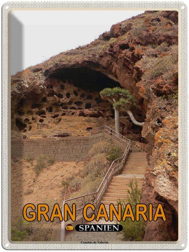 Blechschild 40x30 cm Gran Canaria Spanien Cenobio de Valerón Bildmotiv Reisemotiv Abenteuer Reisen