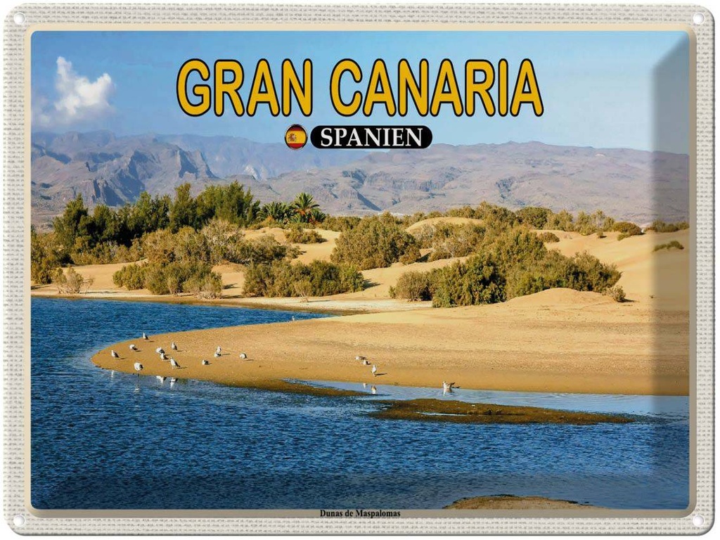 Blechschild 30x40 cm Gran Canaria Spanien Dunas de Maspalomas Bildmotiv Reisemotiv Abenteuer Reisen
