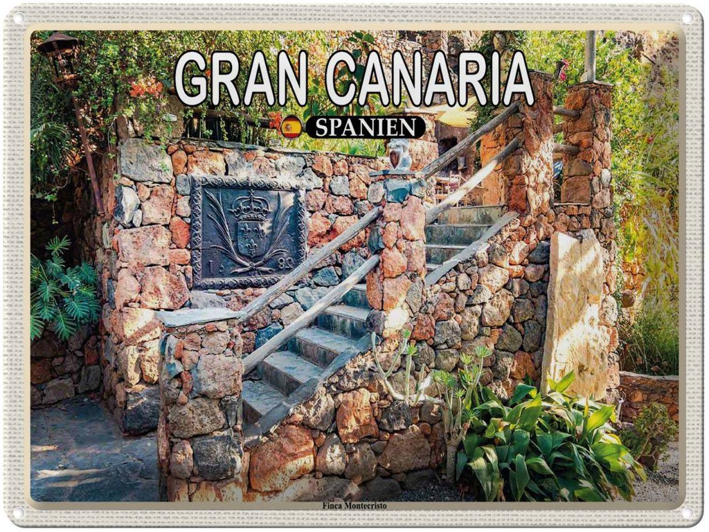 Blechschild 30x40 cm Gran Canaria Spanien Finca Montecristo Bildmotiv Reisemotiv Abenteuer Reisen
