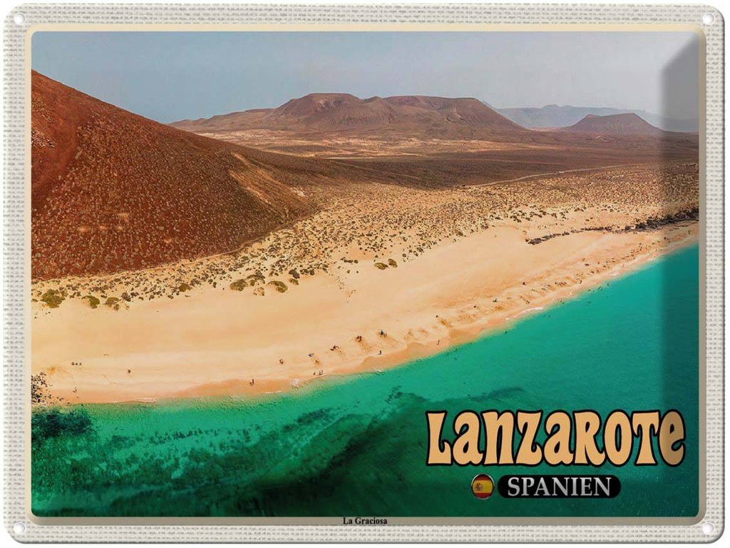 Blechschild 30x40 cm Lanzarote Spanien La Graciosa Insel Bildmotiv Reisemotiv Abenteuer Reisen