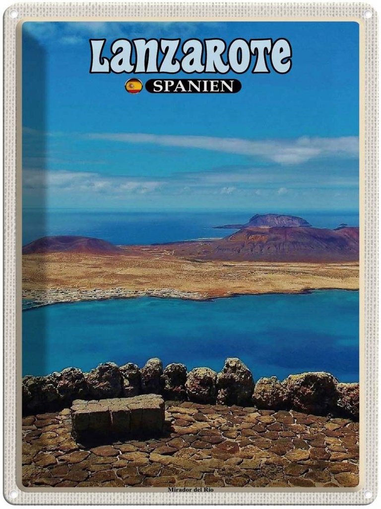 Blechschild 40x30 cm Lanzarote Spanien Mirador del Rio Bildmotiv Reisemotiv Abenteuer Reisen