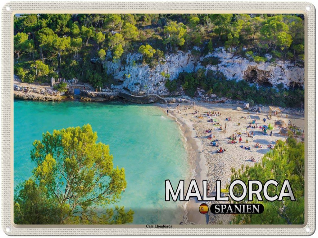 Blechschild 30x40 cm Mallorca Spanien Cala Llombards Bucht Bildmotiv Reisemotiv Abenteuer Reisen
