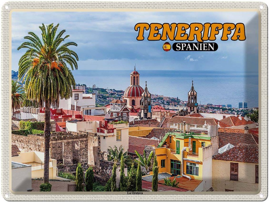 Blechschild 30x40 cm Teneriffa Spanien La Orotava Meer Urlaub Bildmotiv Reisemotiv Abenteuer Reisen