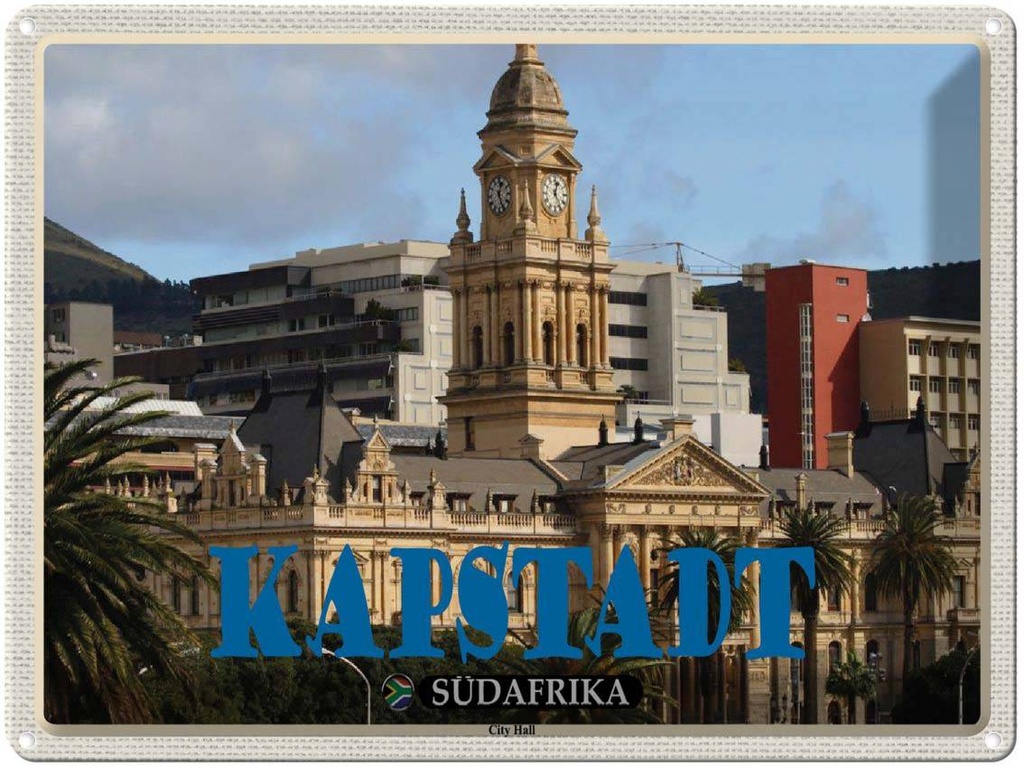 Blechschild 30x40 cm Kapstadt Südafrika City Hall Bildmotiv Reisemotiv Abenteuer Reisen
