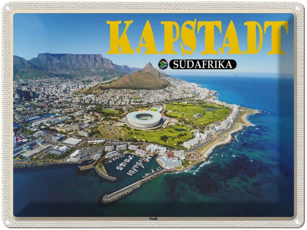 Blechschild 30x40 cm Kapstadt Südafrika Stadt Meer Berge Urlaub Bildmotiv Reisemotiv Abenteuer Reisen