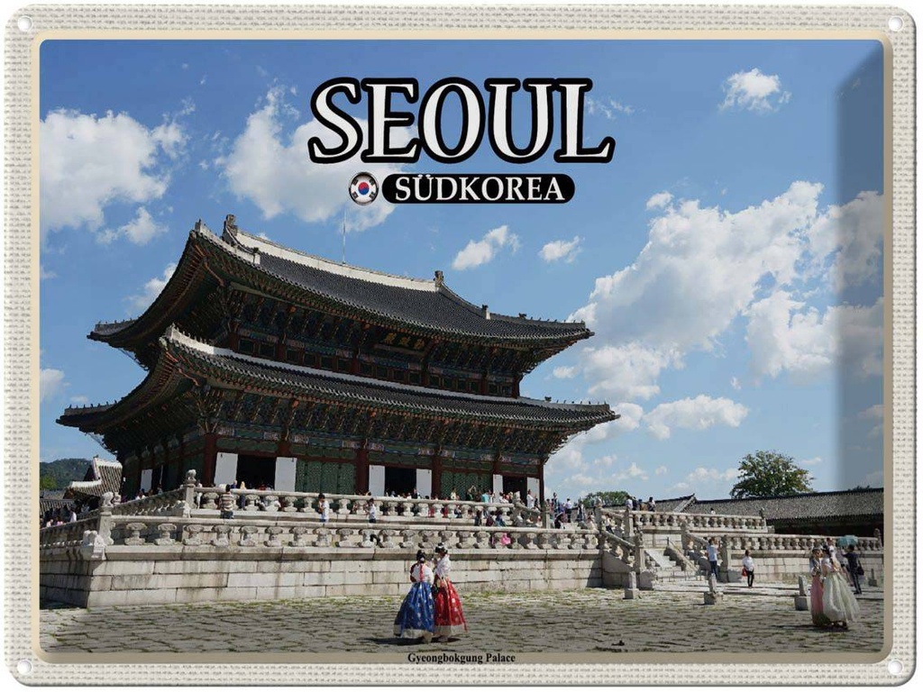 Blechschild 30x40 cm Seoul Südkorea Gyeongbokgung Palace Bildmotiv Reisemotiv Abenteuer Reisen