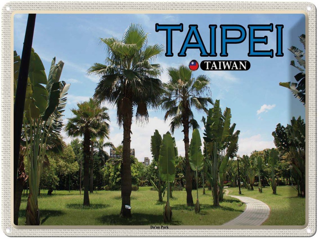 Blechschild 30x40 cm Taipei Taiwan Da'an Park Bildmotiv Reisemotiv Abenteuer Reisen