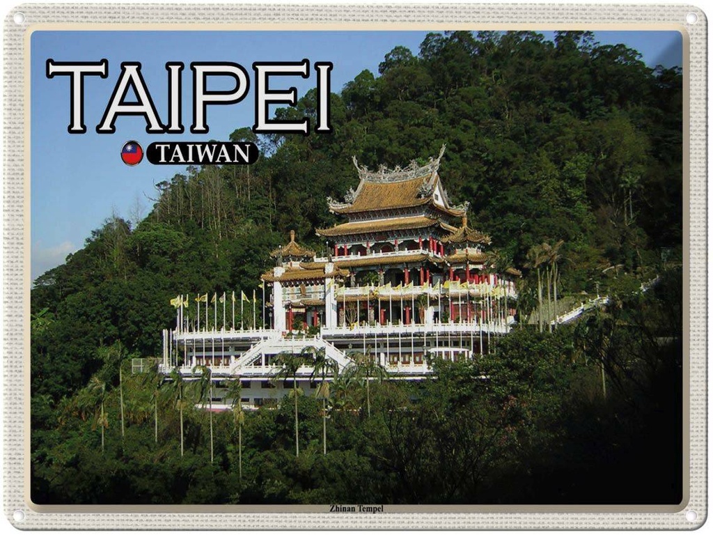 Blechschild 30x40 cm Taipei Taiwan Zhinan Tempel Bildmotiv Reisemotiv Abenteuer Reisen