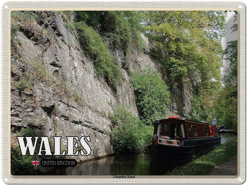 Blechschild 30x40 cm Wales United Kingdom Llangollen Kanal Bildmotiv Reisemotiv Abenteuer Reisen