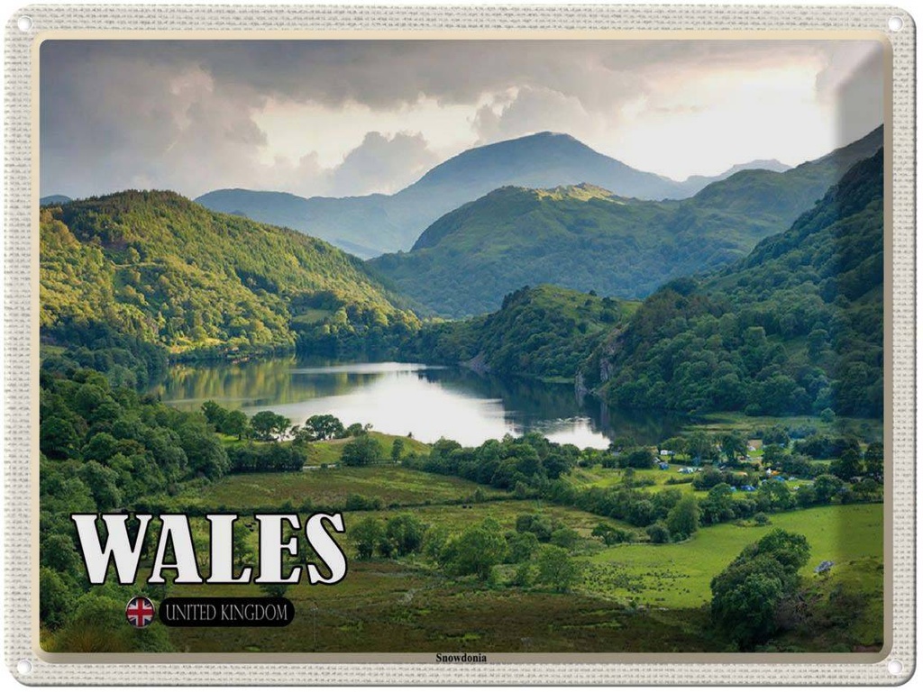 Blechschild 30x40 cm Wales Snowdonia Nationalpark Bildmotiv Reisemotiv Abenteuer Reisen