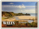 Blechschild 30x40 cm WalesThree Cliffs Bay Bucht Bildmotiv Reisemotiv Abenteuer Reisen