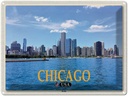 Blechschild 30x40 cm Chicago USA Skyline Hochhäuser Bildmotiv Reisemotiv Abenteuer Reisen