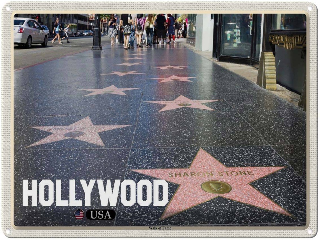 Blechschild 30x40 cm Hollywood USA Walk of Fame Bildmotiv Reisemotiv Abenteuer Reisen