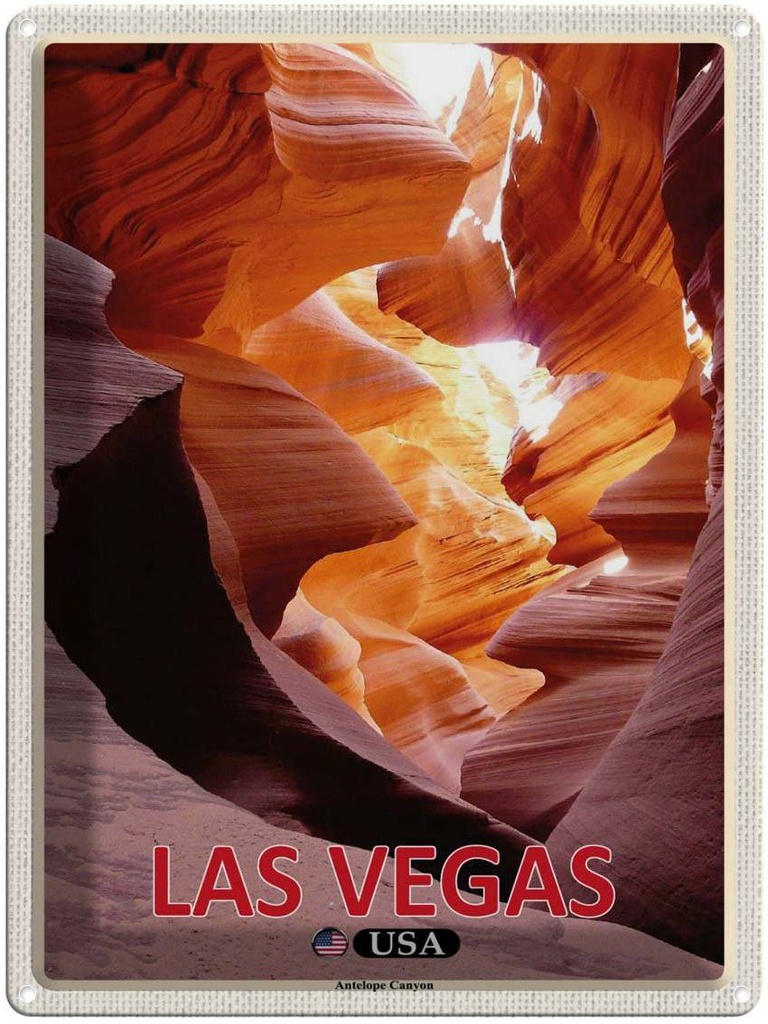Blechschild 40x30 cm Las Vegas USA Antelope Canyon Bildmotiv Reisemotiv Abenteuer Reisen